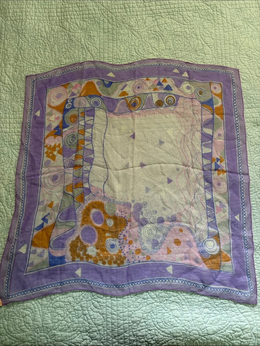 Vintage Lavender and Gold Silk Scarf by Glentey